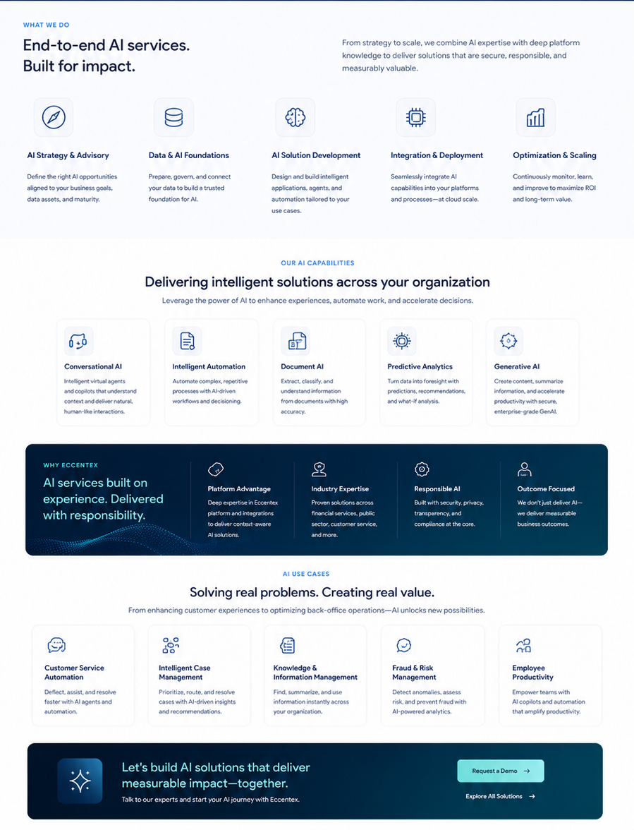 Eccentex AI Services content sections