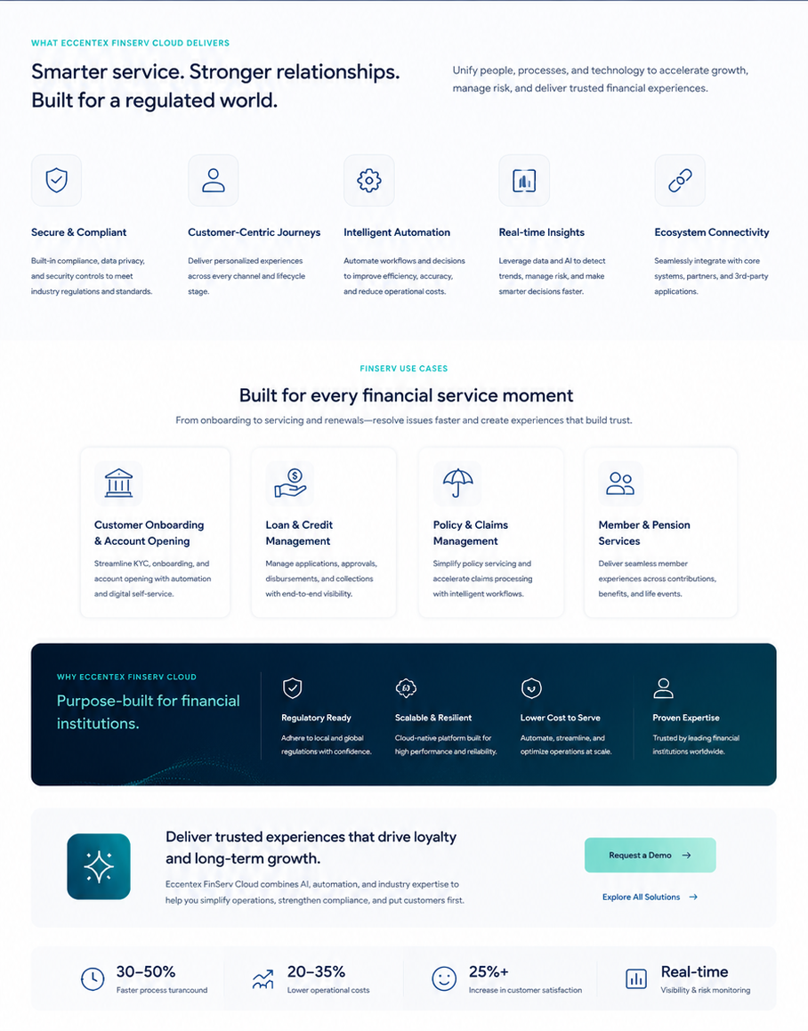 FinServ Cloud content sections